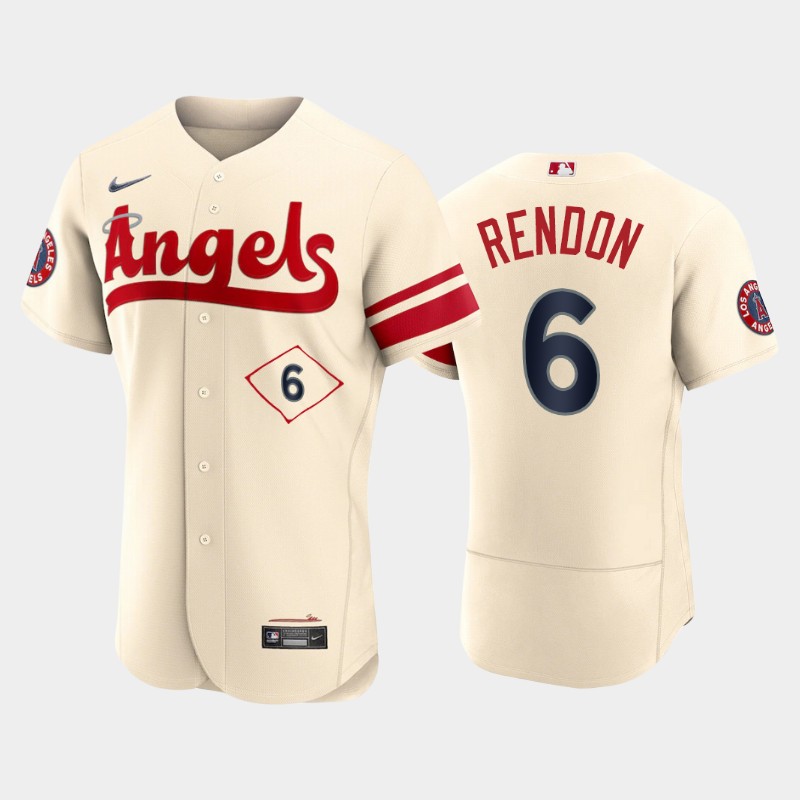 Men's Los Angeles Angels #6 Anthony Rendon 2022 Cream City Connect Flex Base Stitched Jersey